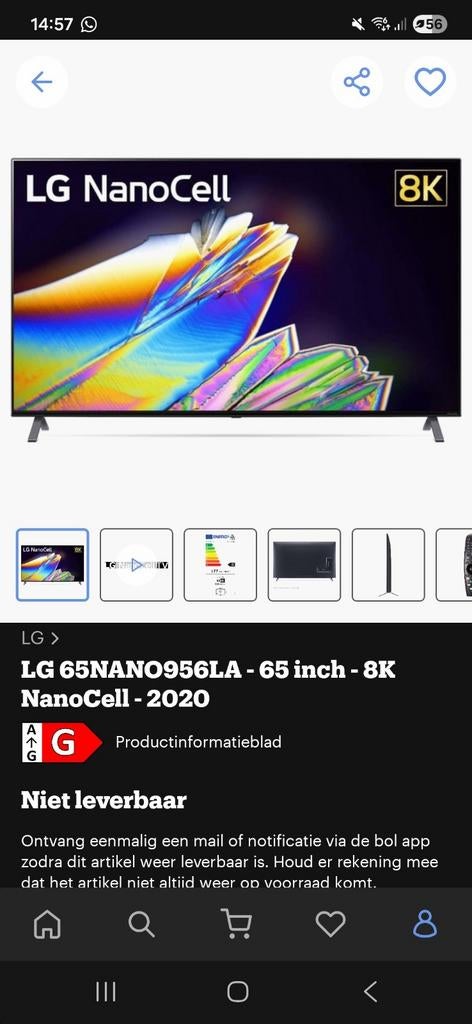 LG tv 65 inch 8k, Ophalen of Verzenden, 100 cm of meer, LG