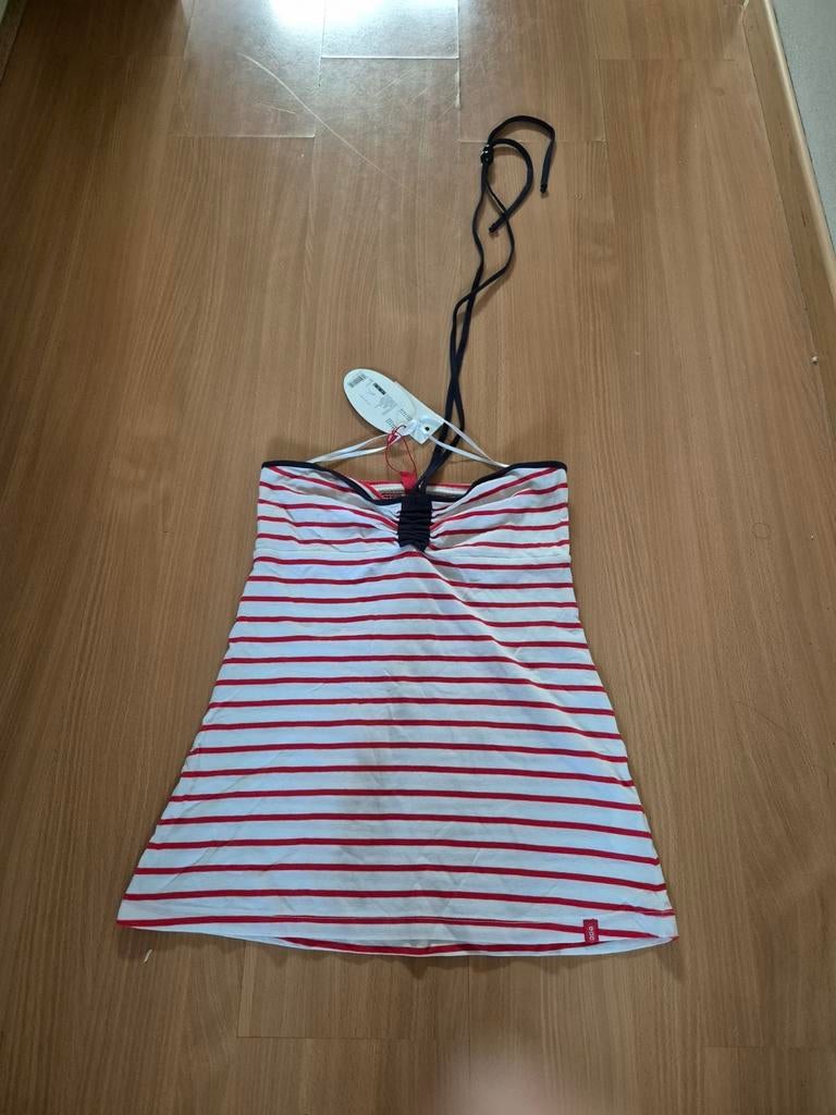 Gestreepte haltertop met label - Nieuw s, Kleding | Dames, Tops, Wit, Nieuw, Ophalen of Verzenden, Onbekend