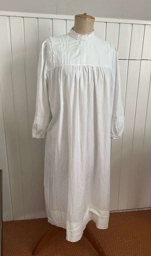 Katoenen nachtjapon vintage S, Ophalen of Verzenden, Gedragen, Maat 36 (S), Wit