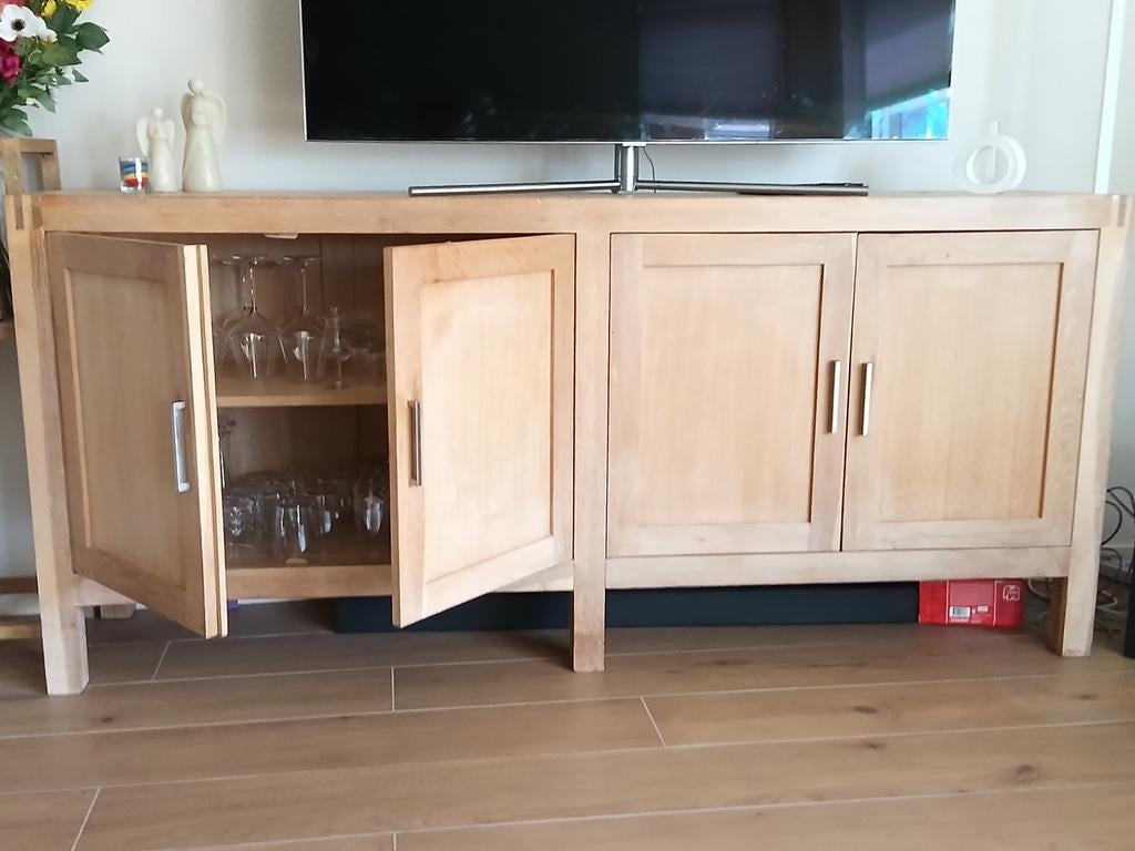 Massief houten dressoir 200x90x43,5, Huis en Inrichting, Kasten | Dressoirs, Ophalen, 25 tot 50 cm, 150 tot 200 cm