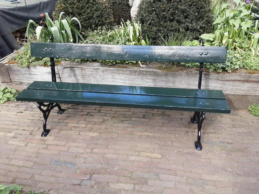 Antieke gietijzeren tuinbank, Ophalen of Verzenden, Metaal