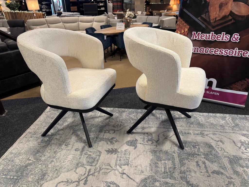 Eetkamerstoel Jordy Beige 360° Direct/Leverbaar E-7349, Huis en Inrichting, Stoelen, Ophalen, Overige kleuren, #Scandinavisch#Japandi#Luxueus#Draaibaar#Modern