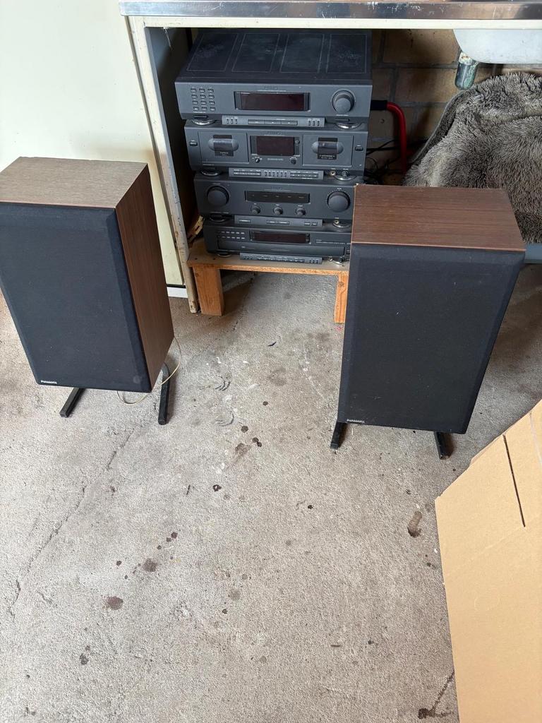 Philips stereo set met speakers, Audio, Tv en Foto, Stereo-sets, Ophalen, Philips, Gebruikt, Cassettedeck