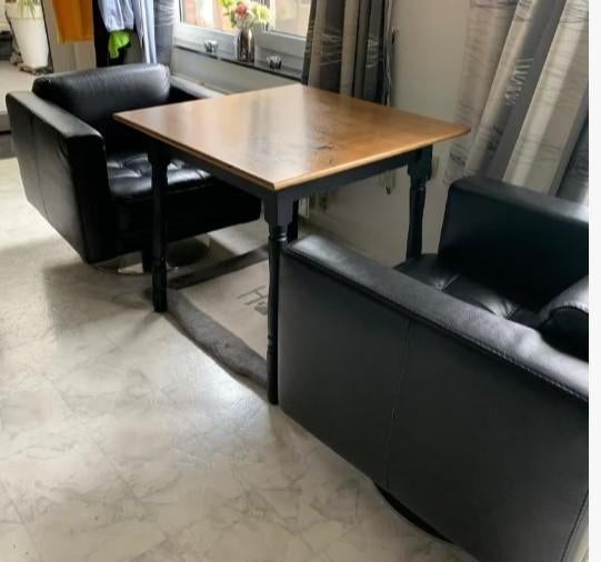 draaizetels Maxdivani, Huis en Inrichting, Fauteuils, Zo goed als nieuw, Leer, Metaal, 75 tot 100 cm, 75 tot 100 cm, Ophalen