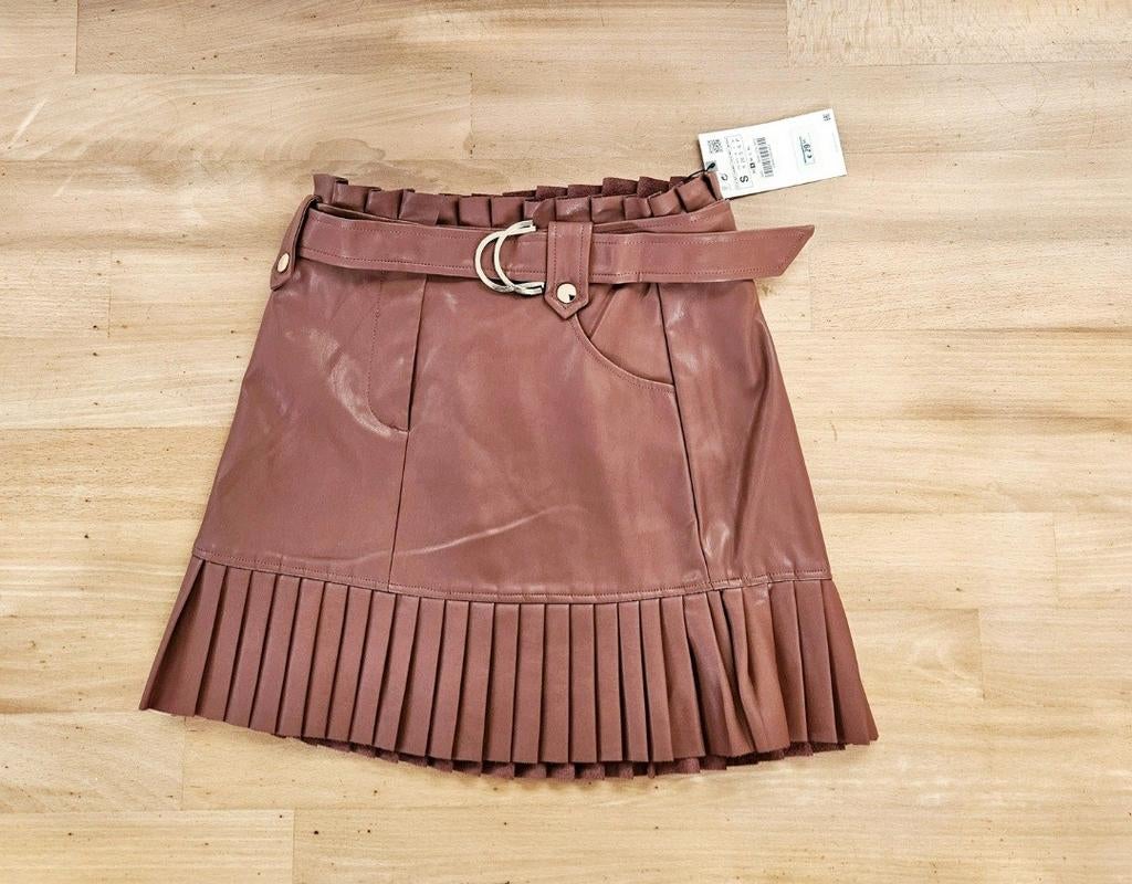 Nieuwe leerlook rok Zara, Bruin, Zara, Nieuw, Ophalen of Verzenden