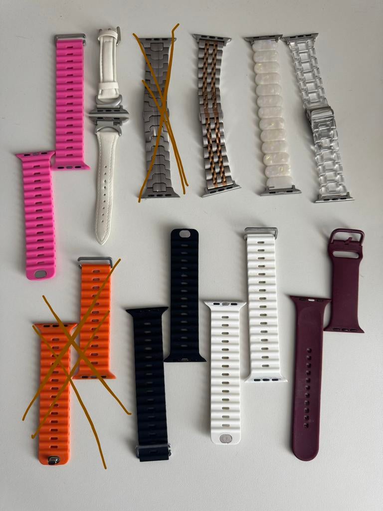 8x Diverse Bandjes voor Apple Watch Ultra 2, Ophalen of Verzenden, Zo goed als nieuw, IOS
