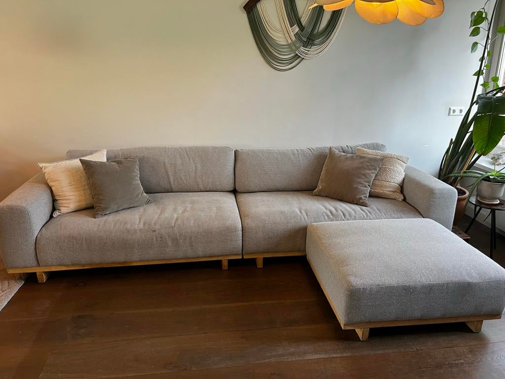 Modulaire bank met hocker - Sofa Company - Scandinavisch, Gebruikt, Hoekbank, 300 cm of meer, Ophalen of Verzenden