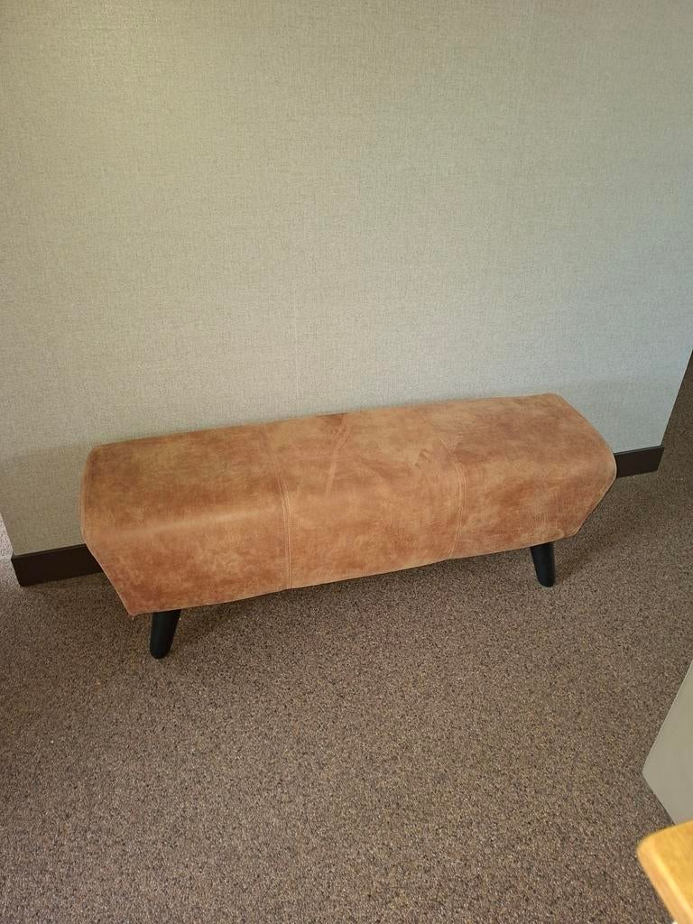 Cognac kleurig bankje / turnbok / hocker, Ophalen, Rechthoekig, 125 cm of meer