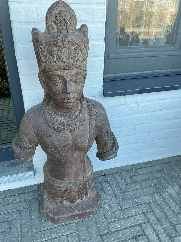 Monumentale Khmer-stijl Buste - 93 cm - Massief Gietmetaal, Antiek en Kunst, Ophalen