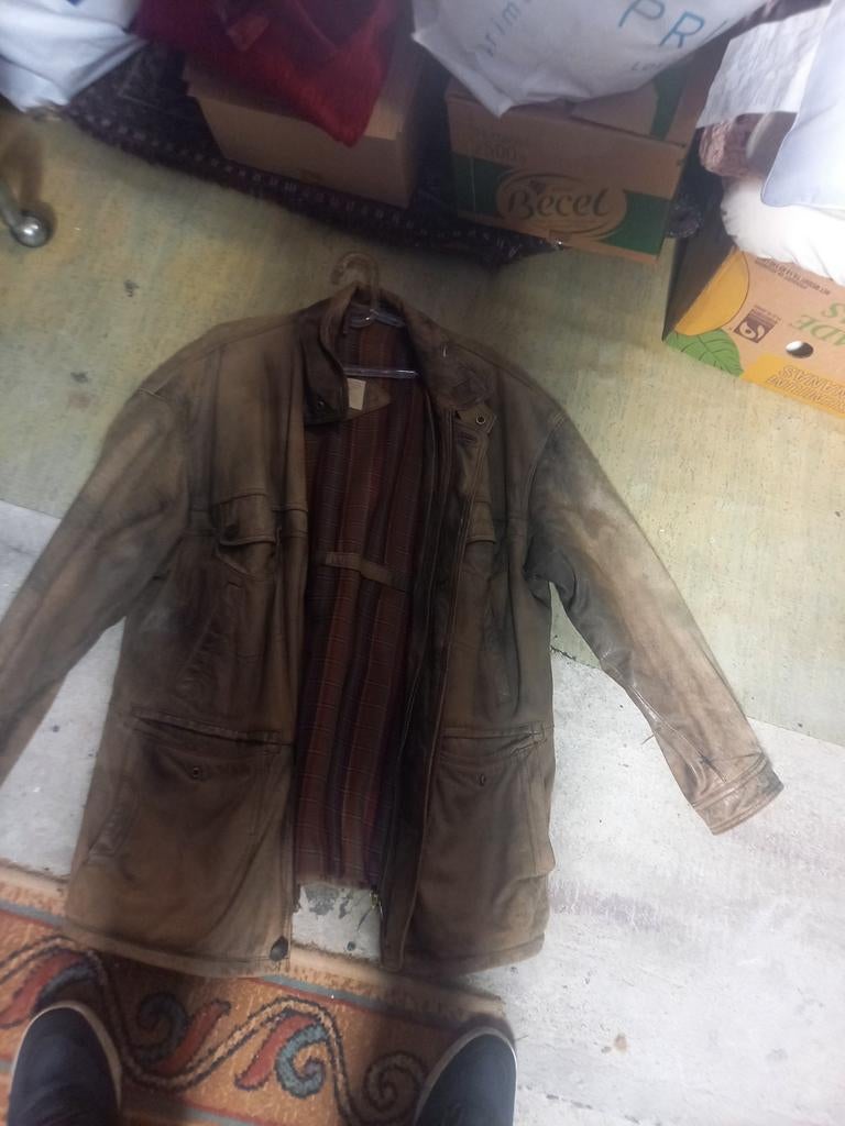 Vintage Leren Jas - Bruin maat50, Overige maten, Ophalen of Verzenden, Gedragen, Onbekend