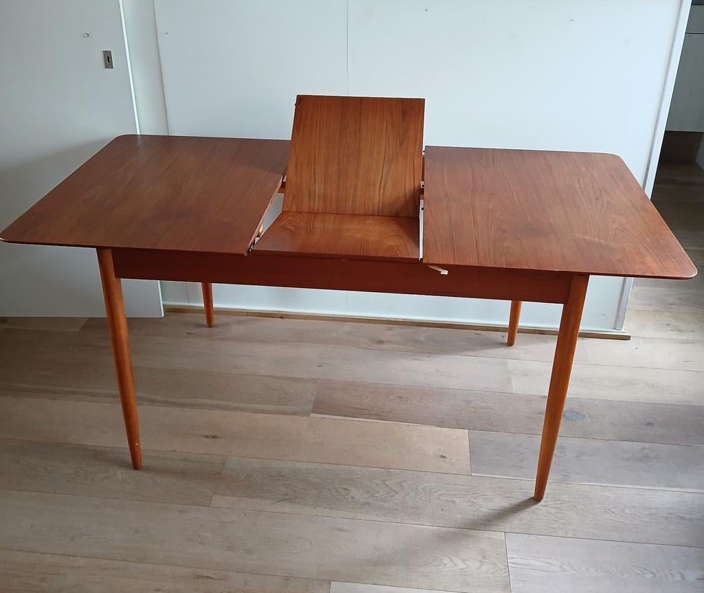 Vintage uitschuifbare eettafel, Ophalen, Rechthoekig, 150 tot 200 cm, 50 tot 100 cm