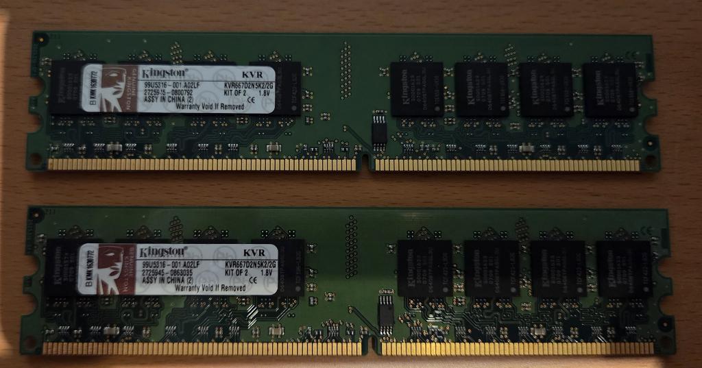 Kingston Value RAM DDR2-667 4x 1Gb, Gebruikt, Ophalen of Verzenden, DDR2, Desktop