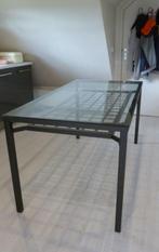 Eettafel Granas industrieel showcase-type (Ikea), Huis en Inrichting, Ophalen, Gebruikt, Glas, Industrieel