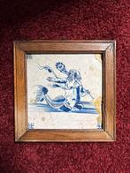 Oude Delfts blauwe tegel met zeegod, Antiek en Kunst, Ophalen of Verzenden