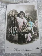 Antieke Franse Kaart - Meisje in Rietenmand / Kegels / Pop, Verzamelen, Ansichtkaarten | Themakaarten, Gelopen, Kinderen, Voor 1920