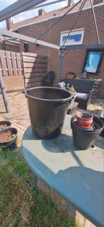 Bloempotten zwart, Tuin en Terras, Bloembakken en Plantenbakken, Ophalen, Zo goed als nieuw, Rond, Minder dan 60 cm