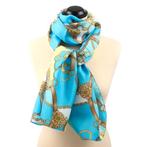 Hippe sjaal van het merk Romano. Riemen motief. Blauw. Nieuw, Kleding | Dames, Maat 42/44 (L), Nieuw, Ophalen of Verzenden, Romano Shawls