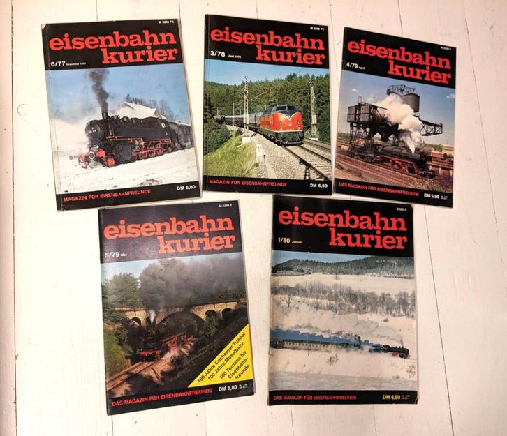 9 Duitse railtijdschriften Eisenbahn Kurier, M+F, Modellbahn, Verzamelen, Spoorwegen en Tramwegen, Gebruikt, Trein, Boek of Tijdschrift