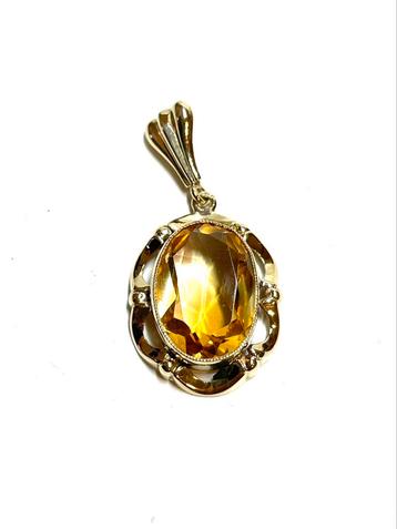 14k gouden hanger met een citrien beschikbaar voor biedingen