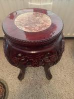 Prachtig chinees rozenhouten bijzettafel ingelegd met marmer, Ophalen