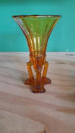 Amberkleurige Art Deco vaas Boheems. Jaren 30. WD-18, Ophalen of Verzenden