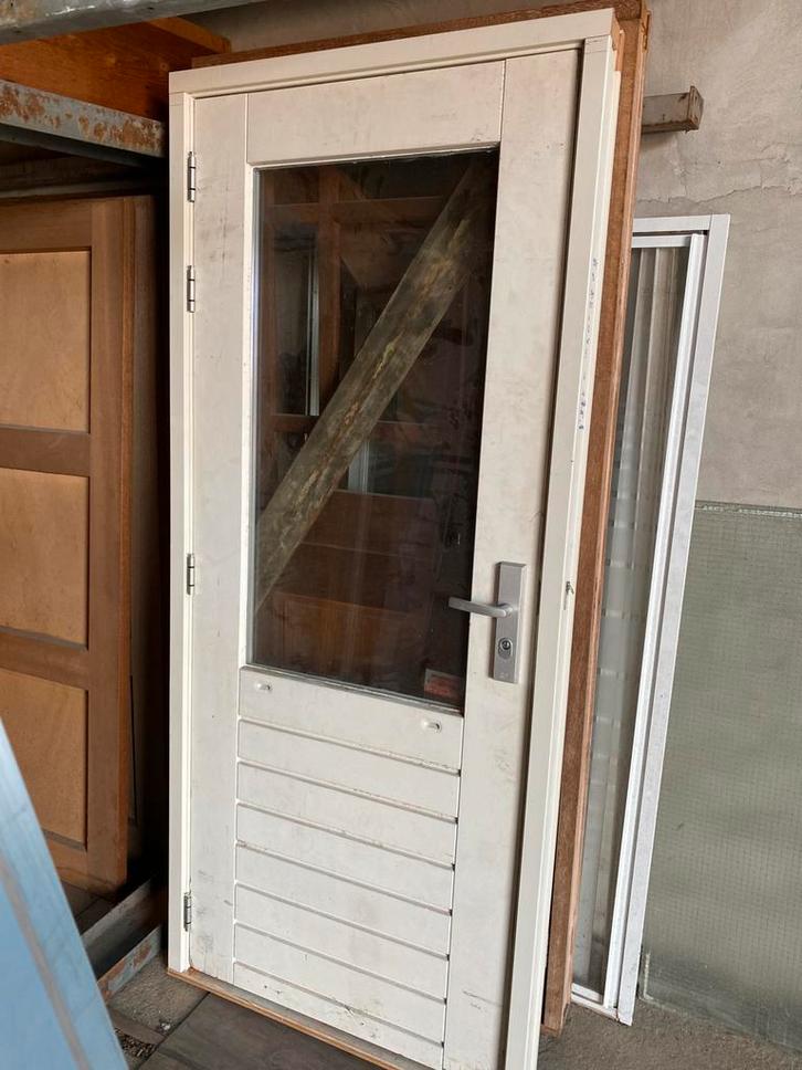 ACHTERDEUR MET KOZIJN (B93,5xH212) DUBBELGLAS, Doe-het-zelf en Verbouw, Deuren en Horren, Zo goed als nieuw, Buitendeur, 200 tot 215 cm