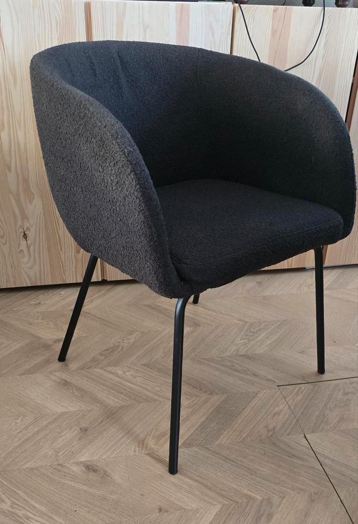 GRATIS 3 Boucle stoelen karwei woood, Huis en Inrichting, Stoelen, Gebruikt, Stof, Grijs, Ophalen