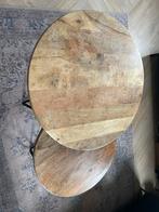 Set ronde salon tafel mango hout, Ophalen, 50 tot 100 cm, Rond, Zo goed als nieuw
