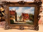 Prachtige olieverf stadsgezicht schilderij, Antiek en Kunst, Ophalen of Verzenden