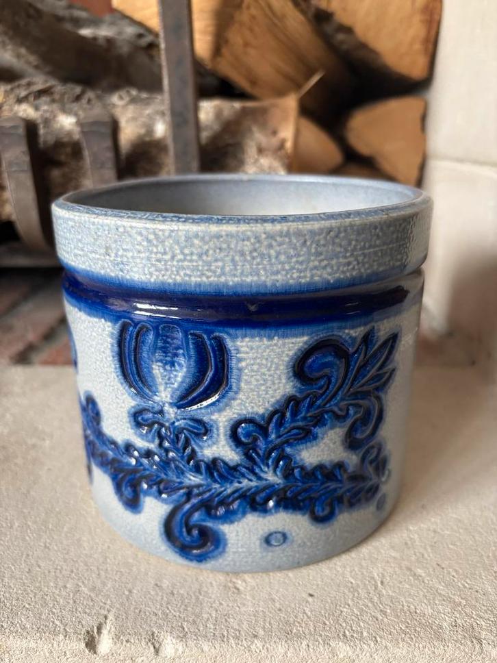 Vintage Keulse pot blauw grijs zoutpot bloempot, Antiek en Kunst, Antiek | Keramiek en Aardewerk, Ophalen of Verzenden