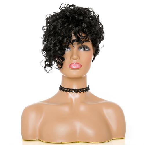 Zwarte Korte Krullende Pruik Haar Haren Dames Vrouwen Zwart, Sieraden, Tassen en Uiterlijk, Uiterlijk | Haarverzorging, Nieuw