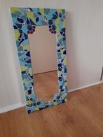 Spiegel met blauwe mozaiekrand 32x68cm, Huis en Inrichting, Minder dan 100 cm, Minder dan 50 cm, Rechthoekig, Zo goed als nieuw