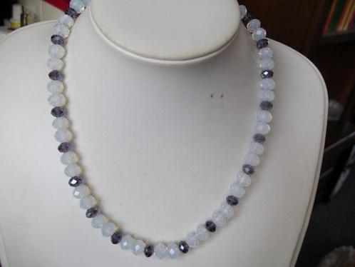 Een facet Opaliet met Paarse Kristal edelstenen ketting, Sieraden, Tassen en Uiterlijk, Antieke sieraden, Ketting, Overige materialen