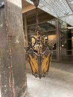 Vintage jaren brons messing en geel glas, Ophalen, ., 2de hands, .