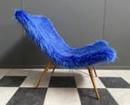 60 jaren blauw fluffy fauteuil Miroslav Navratil nieuwe stof, Huis en Inrichting, Fauteuils, Gebruikt, Vintage, 75 tot 100 cm