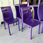 Set van 10 paarse lederen stoelen - opknappers!, Huis en Inrichting, Ophalen