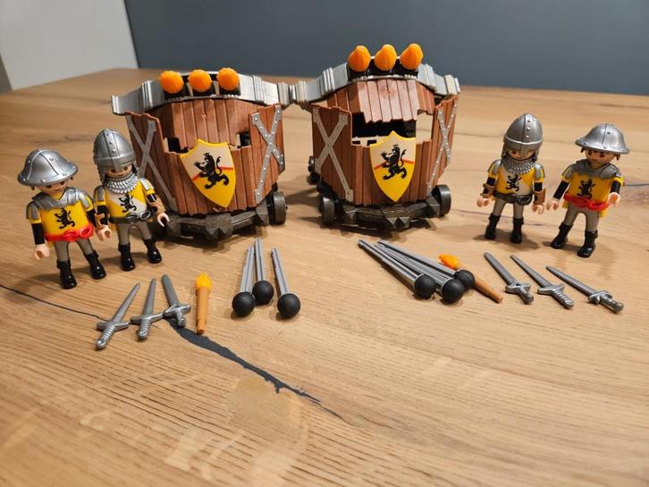 Playmobil 4867 Drievoudige ballista met leeuwenriddders (2x), Kinderen en Baby's, Speelgoed | Playmobil, Zo goed als nieuw, Complete set