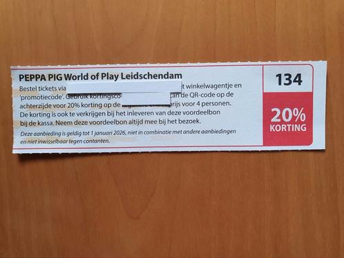 PEPPA PIG World of Play Leidschendam 20% korting, Tickets en Kaartjes, Kortingen en Cadeaubonnen, Drie personen of meer, Overige typen