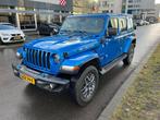 Jeep Wrangler Unlimited 4xe 380 Sahara Sky-One CABRIO, Auto's, Jeep, Automaat, Zwart, 4 cilinders, Blauw