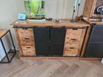 Dressoir mango hout met lades en schuifdeur, Huis en Inrichting, Kasten | Dressoirs, Ophalen, 100 tot 150 cm, Zo goed als nieuw