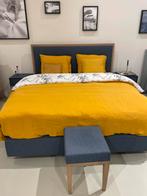 Blauwe Boxspring 180x210 Haarhuis en Jansen, Blauw, 210 cm, Tweepersoons, Ophalen of Verzenden