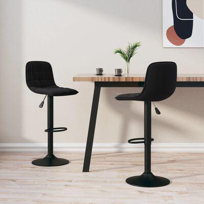 Barkrukken 2 st fluweel zwart, Huis en Inrichting, Barkrukken, Nieuw, 60 tot 90 cm, Kunststof, 2 krukken, Draaibaar, Verzenden