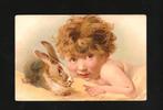 Ansichtkaart jonge dame met haar konijn B10-9, Verzamelen, Ansichtkaarten | Themakaarten, Ophalen of Verzenden, Voor 1920, Ongelopen