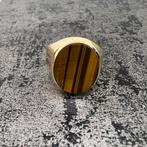 14k gouden ring zegelring tijgeroog steen, Sieraden, Tassen en Uiterlijk, Ringen, Ophalen of Verzenden, Nieuw, Goud