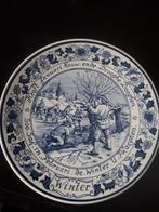 Vier puntgave handgeschilderde Delfts blauwe sierborden., Antiek en Kunst, Curiosa en Brocante, Ophalen of Verzenden