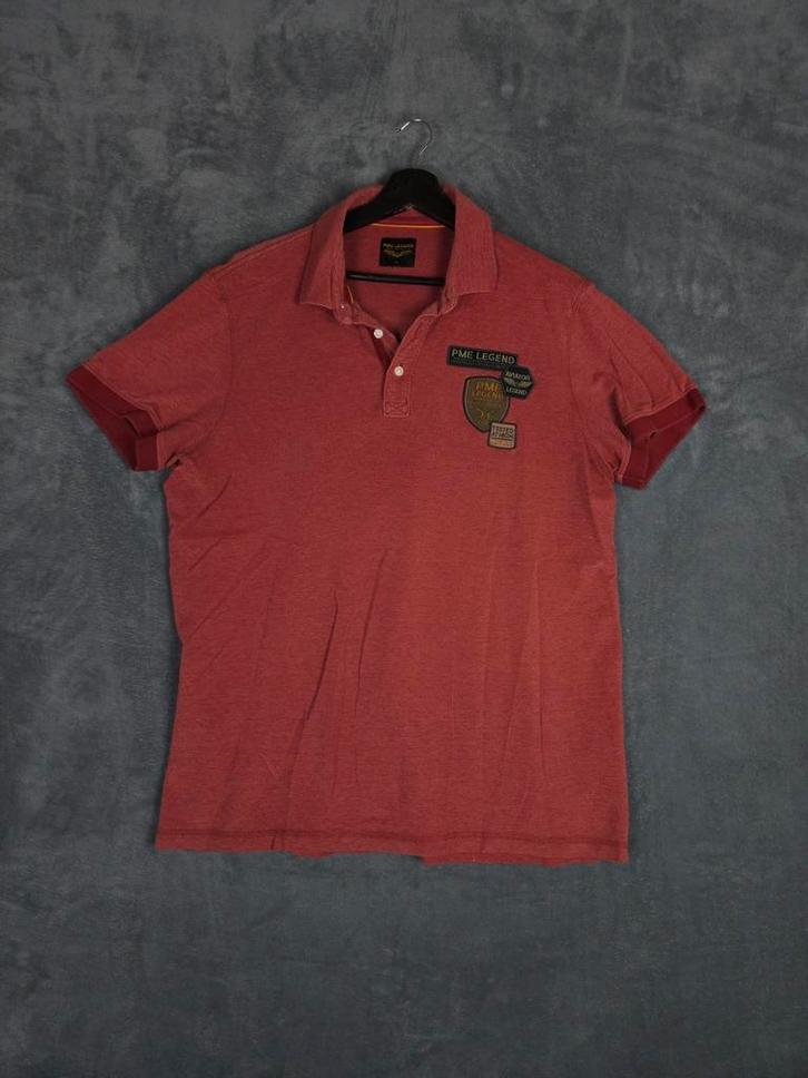 PME Legend Polo Shirt XXL Rood Pall Mall Patches, Kleding | Heren, Polo's, Zo goed als nieuw, Overige maten, Rood, Ophalen of Verzenden