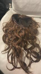Lace wig bruin met highlights echt haar haarwerk pruik, Nieuw, Pruik of Haarverlenging, Verzenden