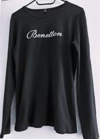 Benetton shirt longsleeve met zilveren  logo, Benetton, Zwart, Maat 46/48 (XL) of groter, Nieuw