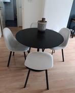 Ronde eettafel met 4 teddy stoelen, Huis en Inrichting, Stoelen, Ophalen of Verzenden, Zo goed als nieuw, Vier, Stof