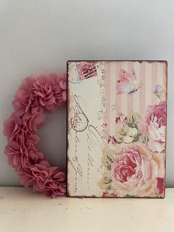 Brocante look metalen bordje/plaat beschikbaar voor biedingen